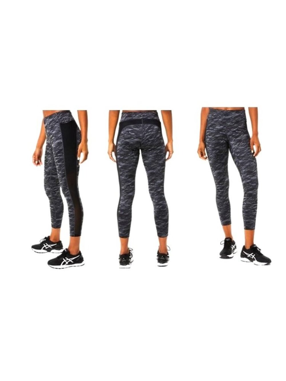 ASICS Women's Kate 7/8 Printed Yoga Pants/ Tights , Gray-multi, Sz. L